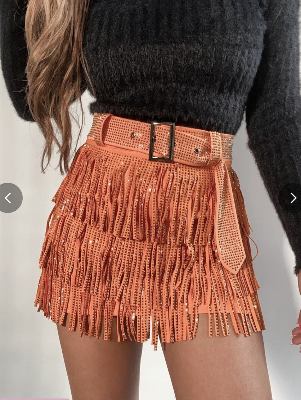 NEW Western Fringe Rhinestone Mini Skirt Shorts with Belt